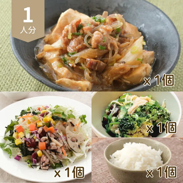 肉豆腐とバランスサラダの主食付き和風献立 (1人分)