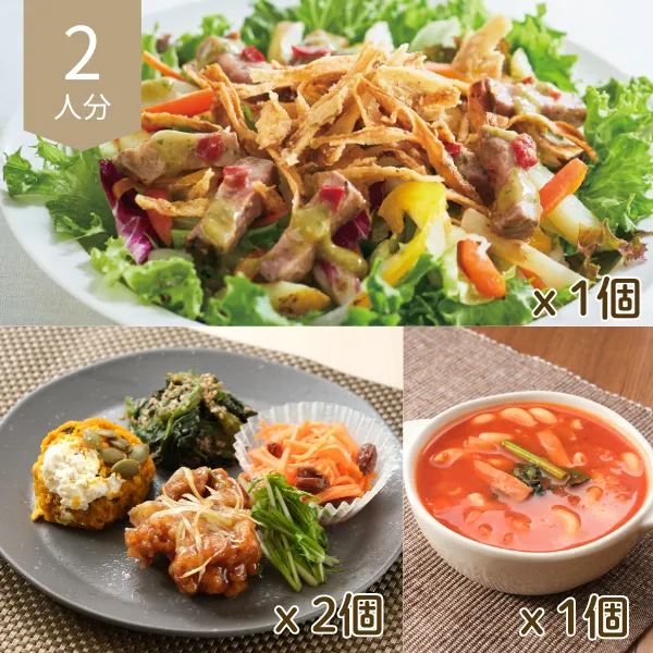 彩り惣菜とローストビーフサラダの主菜・副菜セット② (2人分)
