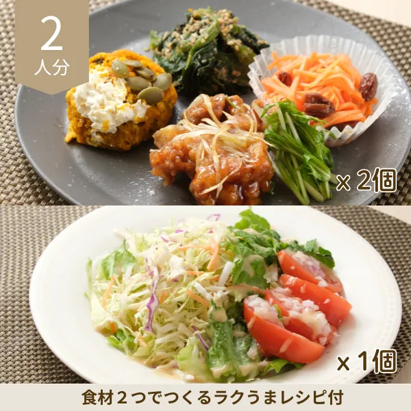彩りおかずとサラダの副菜セット (2人分)