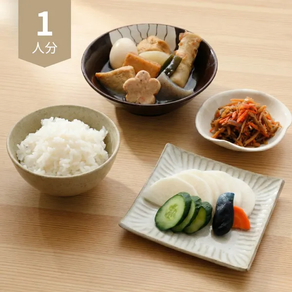だし香る！おでんと和惣菜の主食・主菜・副菜セット (大人1人)