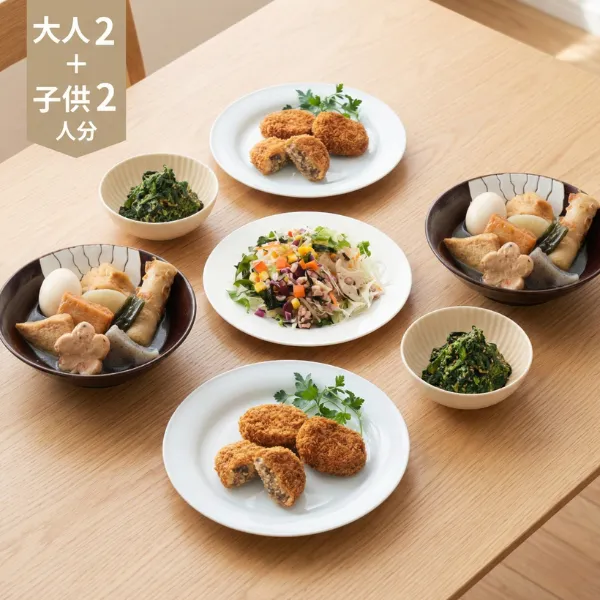 お出汁とお肉の旨み！満足和食バラエティ主菜・副菜セット (ファミリー)