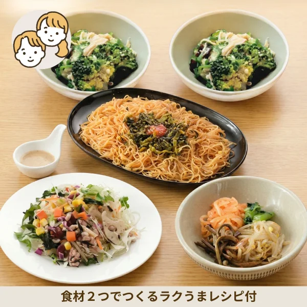 高菜明太子ビーフンとバランスサラダの副菜セット (大人2人)