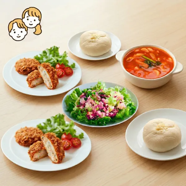 海鮮カツと彩り野菜の主食・主菜・副菜セット (大人2人)