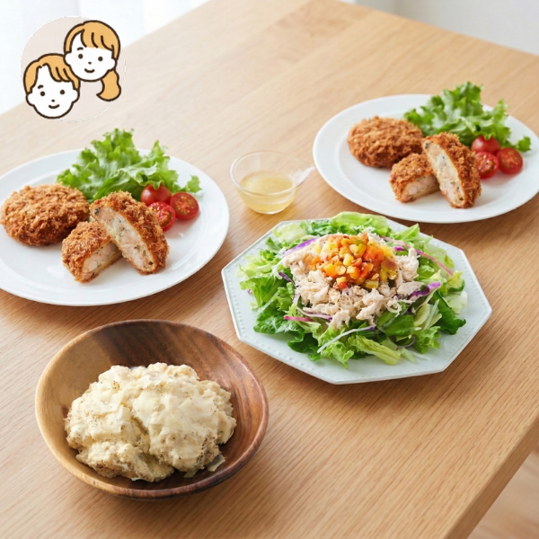 海鮮カツとご褒美サラダの主菜・副菜セット (大人2人)