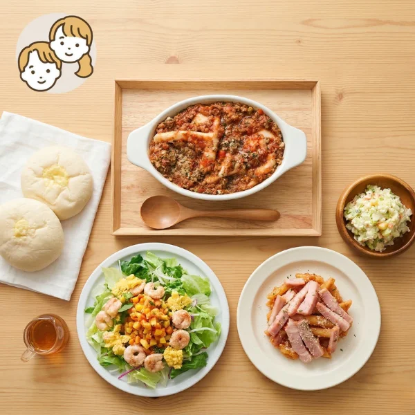 ラザニアと彩り野菜のイタリアン主食・主菜・副菜セット (大人2人)