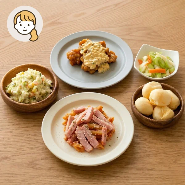 チキン南蛮とピリ辛ペンネの主食・主菜・副菜セット (大人1人)