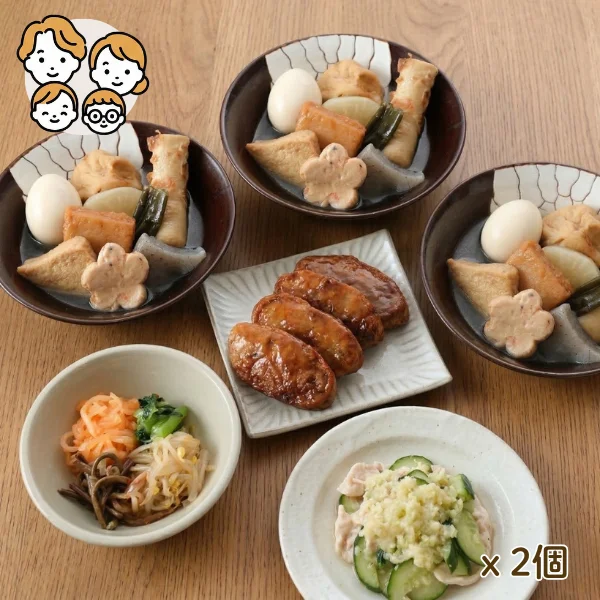 だし染みるおでんと鶏つくねの主菜・副菜セット (ファミリー)