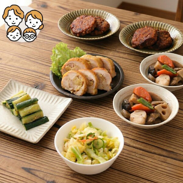 生姜香る鶏巻きと味噌ヒレかつの主菜・副菜セット (ファミリー)