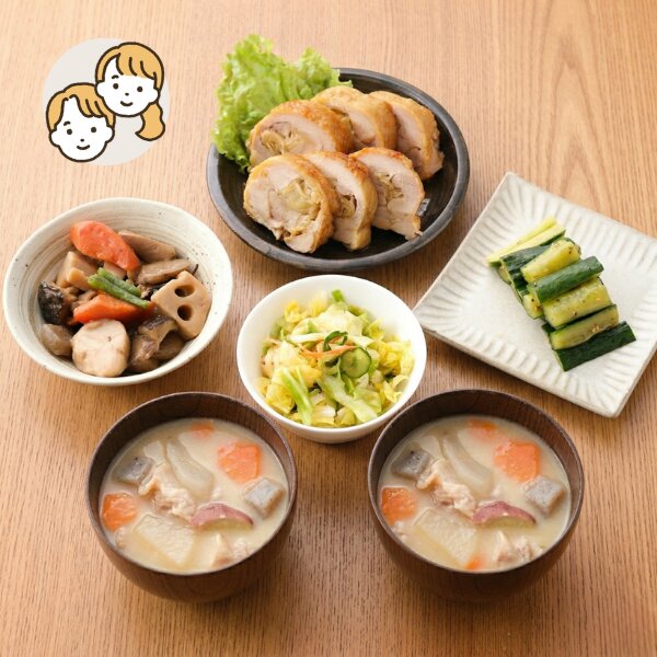 生姜香る鶏巻きと豚汁の主菜・副菜セット (大人2人)