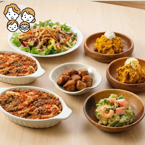 ラザニアと彩りサラダの洋風主菜・副菜セット (ファミリー)