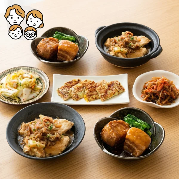 豚角煮と肉豆腐のスタミナ主菜・副菜セット (ファミリー)