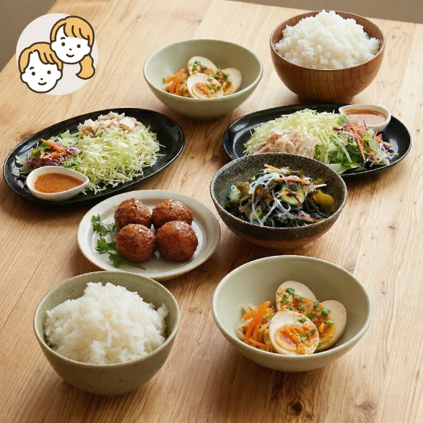 中華風彩りおかずの主食・主菜・副菜セット (大人2人)