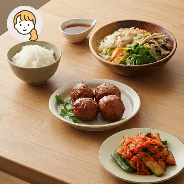 中華風彩りおかずの主食・主菜・副菜セット (大人1人)