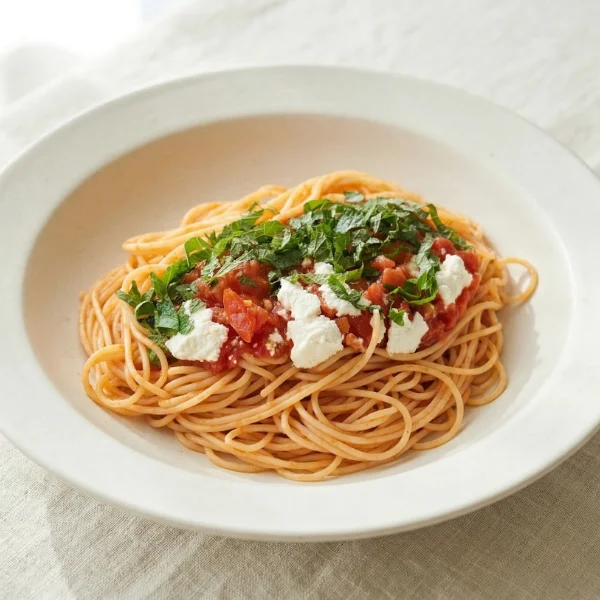 自家製トマトソースで食べるカッペリーニ