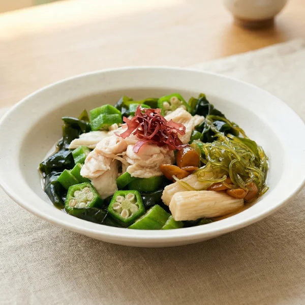 だしで食べる山芋とオクラのサラダ