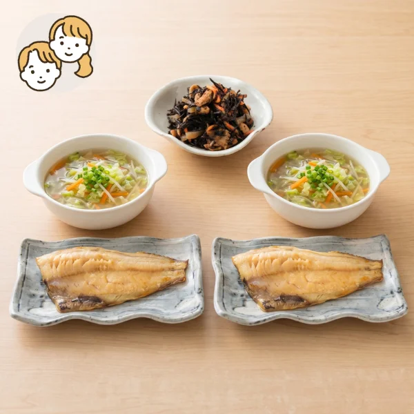 ほっけと生姜スープの主菜・副菜セット (大人2人)