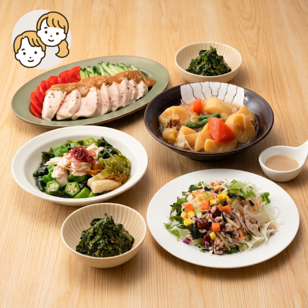 やわらかチキンと彩り和惣菜の主菜・副菜セット (大人2人)