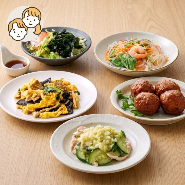 中華炒めと肉団子のアジアン主菜・副菜セット (大人2人)