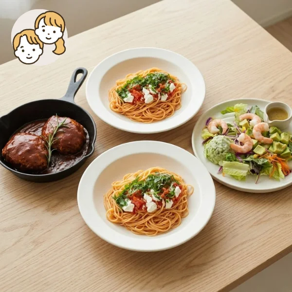 紀ノ国屋ハンバーグのイタリアン主食・主菜・副菜セット (大人2人)