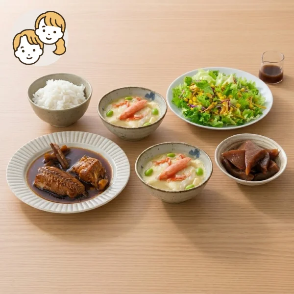 ほっけごぼう煮の和風主食・主菜・副菜セット (大人2人)