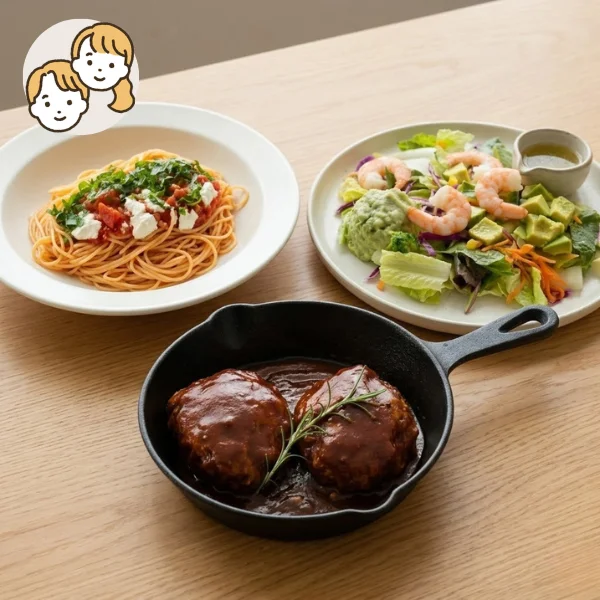 紀ノ国屋ハンバーグのイタリアン主菜・副菜セット (大人2人)