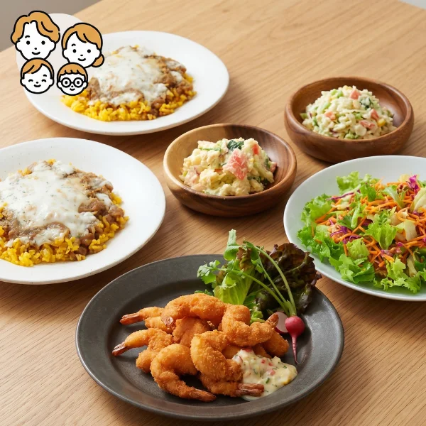 カレードリアと小海老フライの主菜・副菜セット (ファミリー)