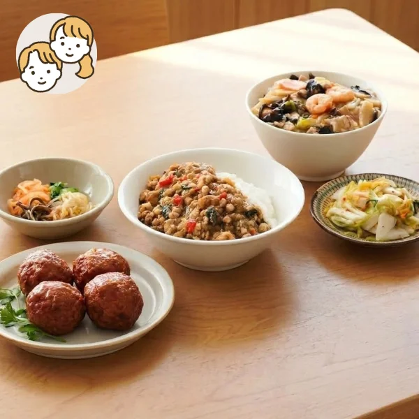 中華とエスニックのスタミナ主食・主菜・副菜セット (大人2人)