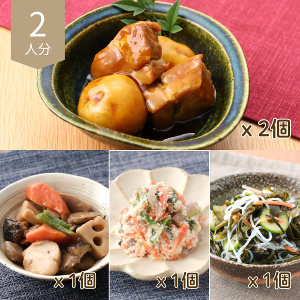 豚肉のうま煮の和風主菜・副菜献立 (2人分)