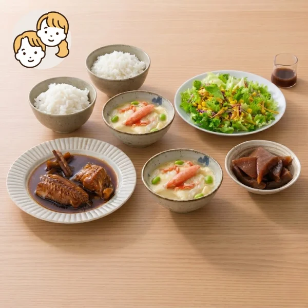 ほっけごぼう煮の和風主食・主菜・副菜セット (大人2人)