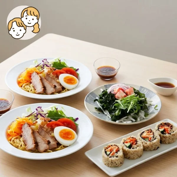 冷やし中華のさっぱり主食・主菜・副菜セット (大人2人)