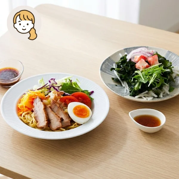 冷やし中華のさっぱり主食・主菜・副菜セット (大人1人)