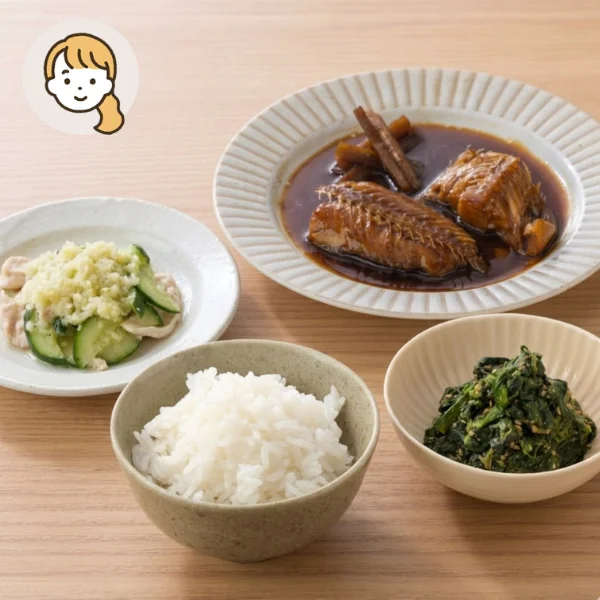 ふっくらほっけと蒸し鶏胡瓜の主食・主菜・副菜セット (大人1人)