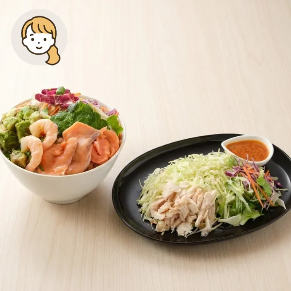 アボカドサーモン丼の主食・主菜・副菜セット (大人1人)