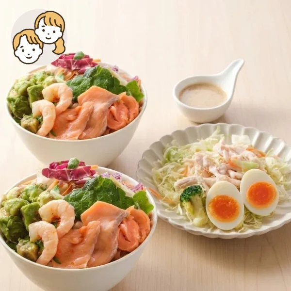 アボカドサーモン丼の主食・主菜・副菜セット (大人2人)