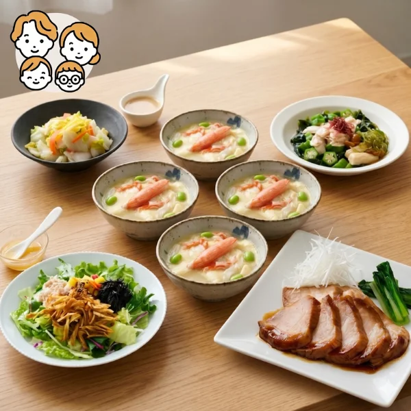 やわらか煮豚と玉子豆腐の主菜・副菜セット (ファミリー)
