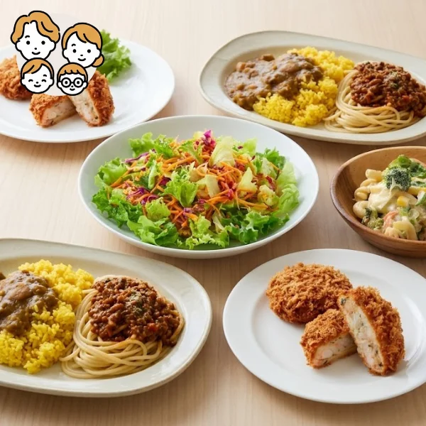 海老帆立カツと欧風カレーの主菜・副菜セット (ファミリー)
