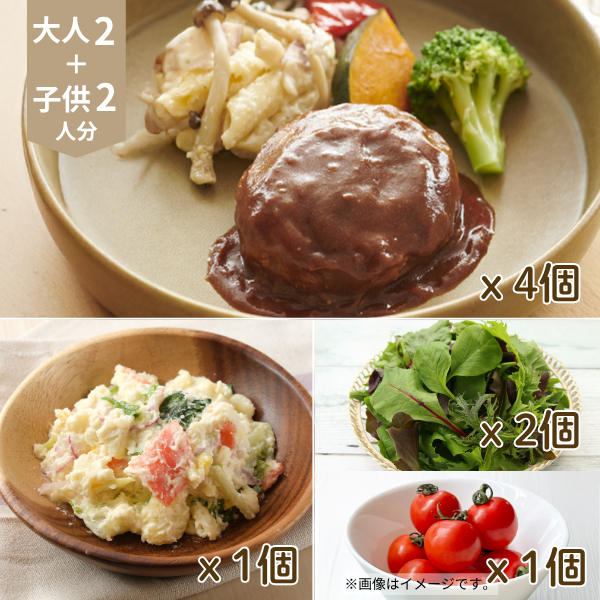 紀ノ国屋シェフのハンバーグの主菜・副菜セット (4人分)