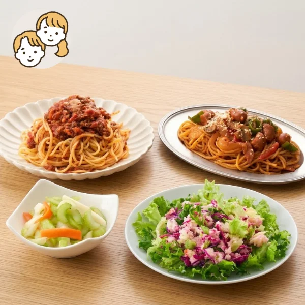 紀ノ国屋パスタとサラダの主食・主菜・副菜セット (大人2人)