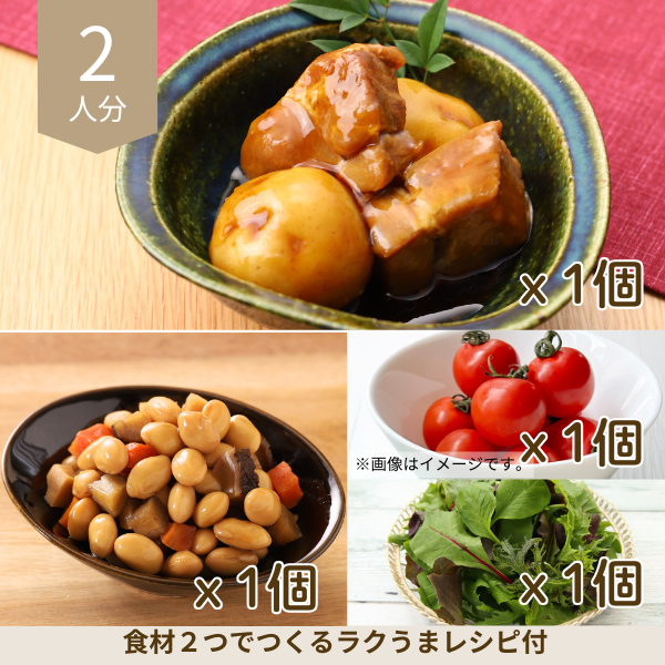 じゃが芋と豚肉のうま煮の副菜セット (2人分)