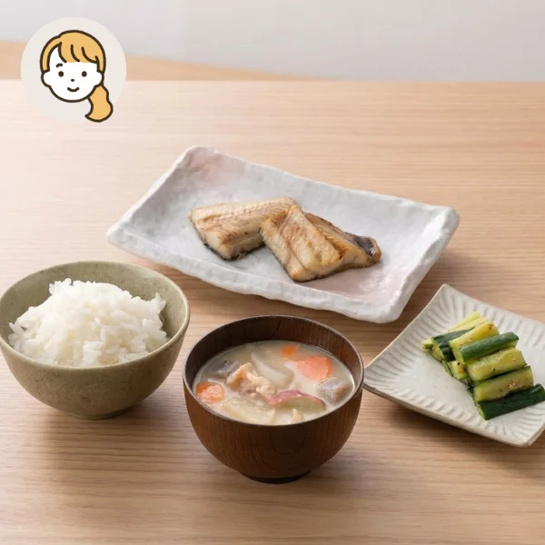 ほっけと豚汁の和風主食・主菜・副菜セット (大人1人)