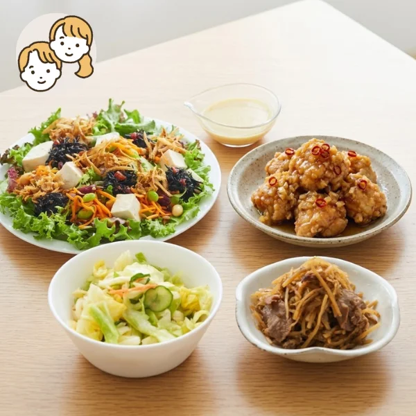香味揚げ鶏ときんぴらの和風主菜・副菜セット (大人2人)
