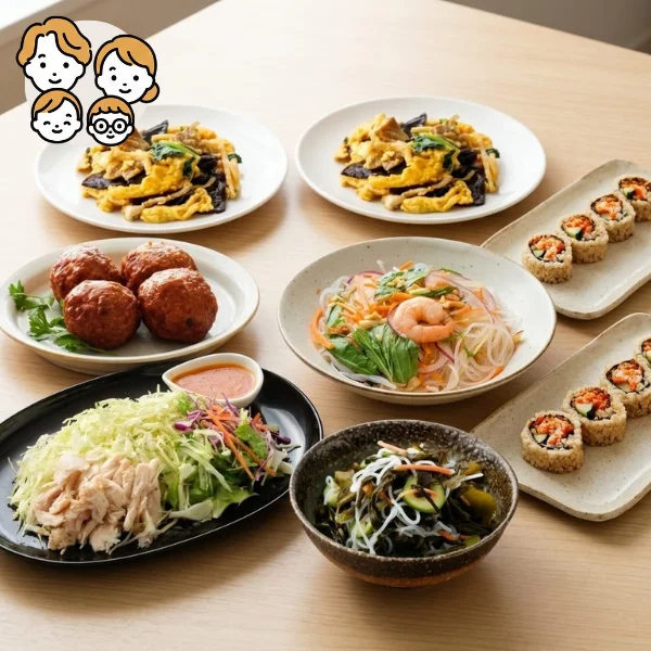 中華炒めと肉団子のエスニック主菜・副菜セット (ファミリー)