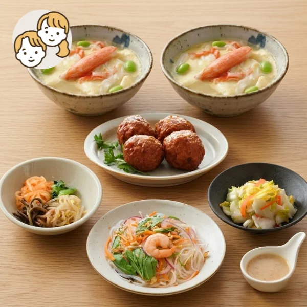 中華風肉団子のエスニック主菜・副菜セット (大人2人)