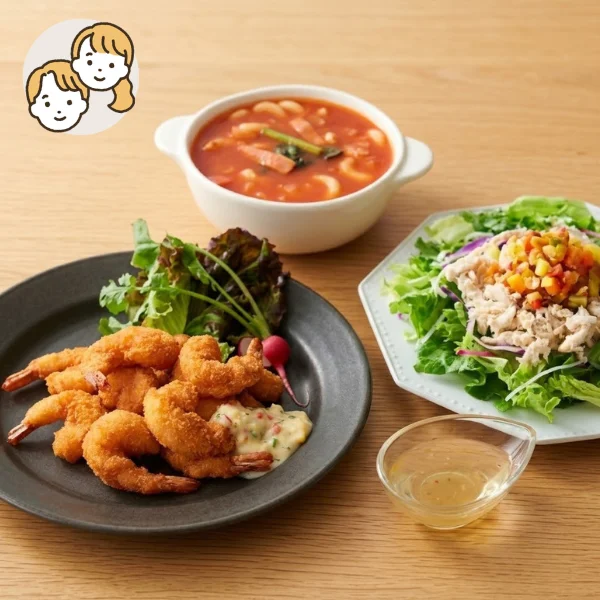 サクサク小海老フライの洋風主菜・副菜セット (大人2人)