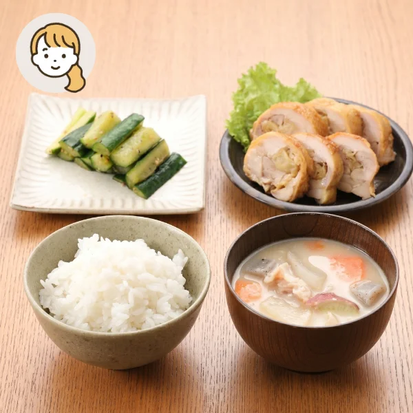 【初回おすすめ】鶏てり巻きと具沢山豚汁の和風献立 (1人分)