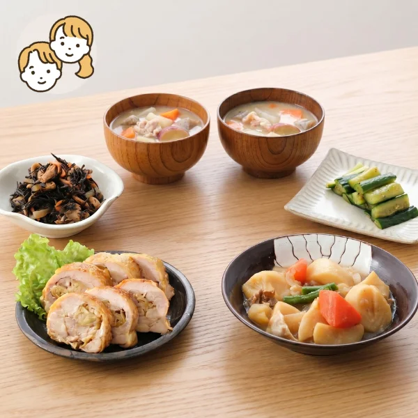 【初回おすすめ】鶏てり巻きと具沢山豚汁の和風主菜・副菜セット (2人分)