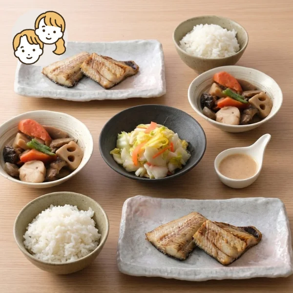 ほっけと筑前煮の和風主食・主菜・副菜セット (大人2人)