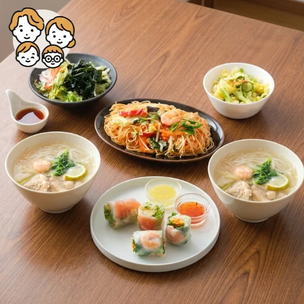 極旨だしフォーと焼きビーフンの主菜・副菜セット (ファミリー)