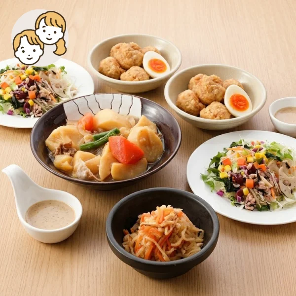 ふわふわつくねと肉じゃがの主菜・副菜セット (大人2人)