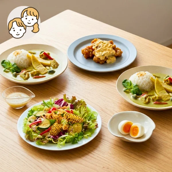 ハーブ香るグリーンカレーの主菜・副菜セット (大人2人)